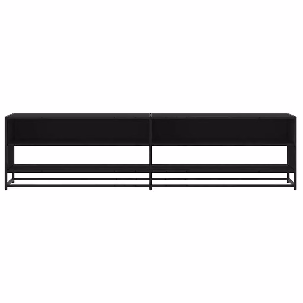 Mobile porta TV HELLOSHOP26 in stile industriale nero con vani contenitori, realizzato in legno composito e metallo, L: 180,5 cm, P: 40 cm, H: 46 cm – 2