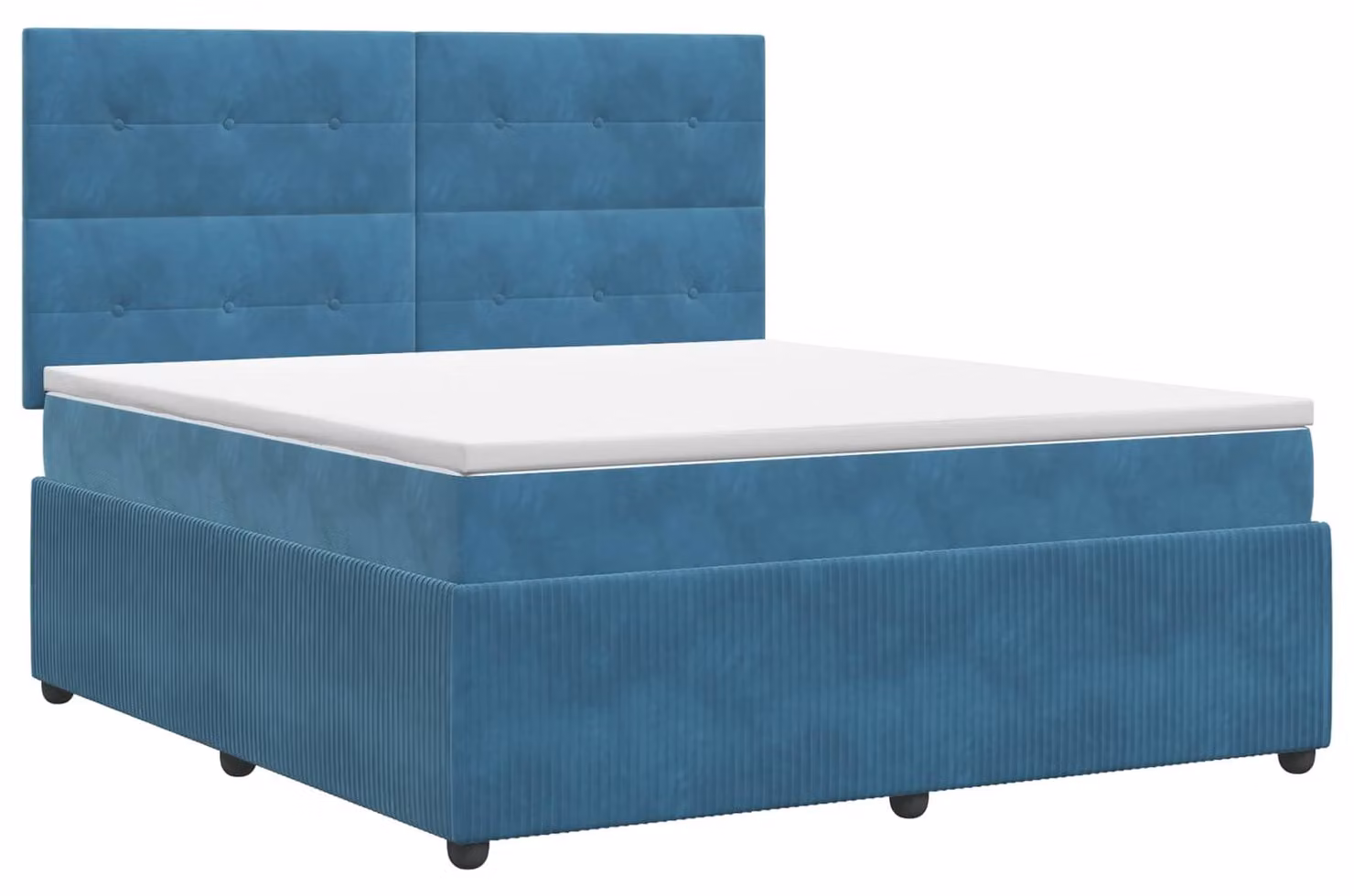 Letto boxspring con materasso e testiera blu 140 x 200 cm in velluto