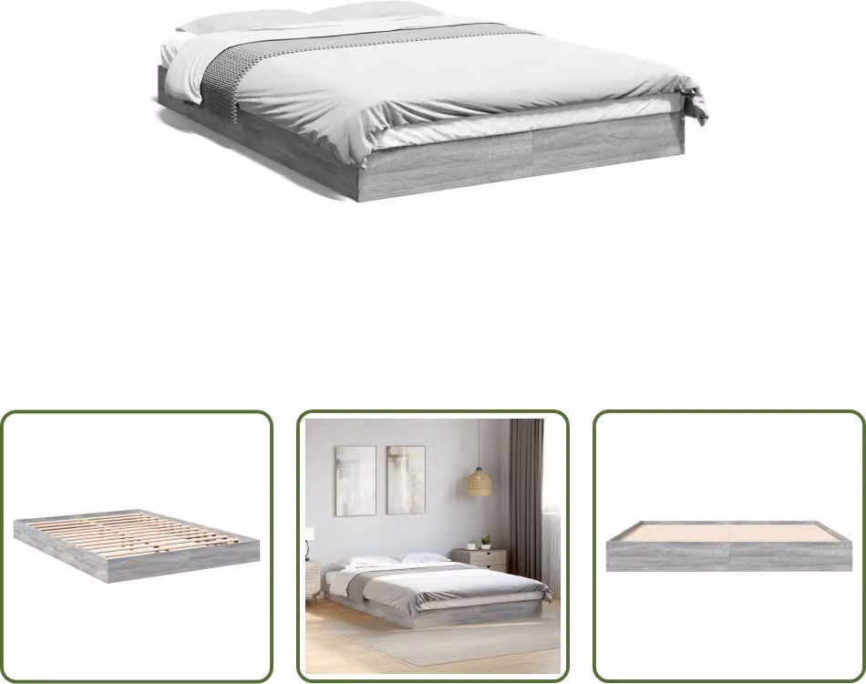 The Living Store Giroletto grigio Sonoma 140x200 cm in materiale ligneo