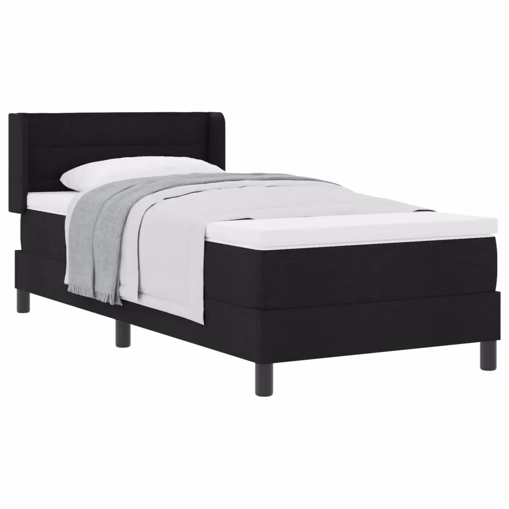 Letto a molle con testiera vidaXL in tessuto nero L/P: 200 x 90 cm – 2