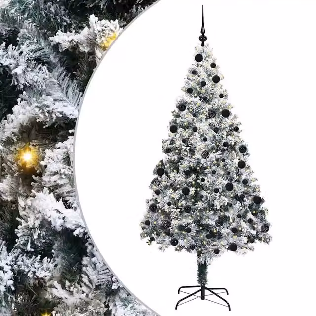 Albero di Natale artificiale moderno verde con 300 LED bianco caldo, Altezza: 210 cm