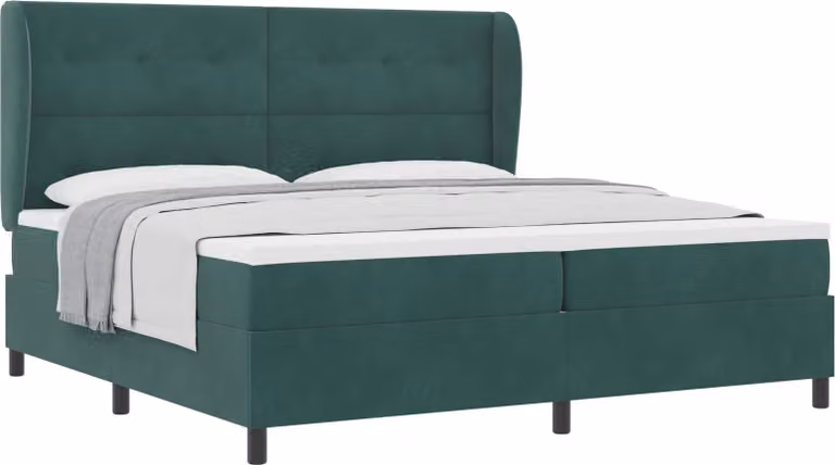 Letto a molle con materasso Verde Scuro 200 x 200 cm Velluto