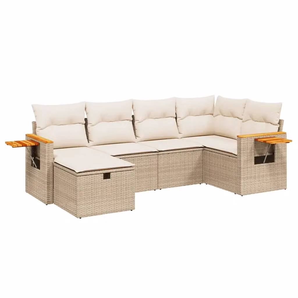 Set Divano da Giardino a L vidaXL in Polyrattan con Cuscini Beige e Struttura in Metallo – 2