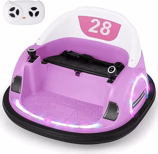 Auto Autoscontro Elettrica Costway per Bambini con Telecomando, Luci e Musica, Colore Rosa