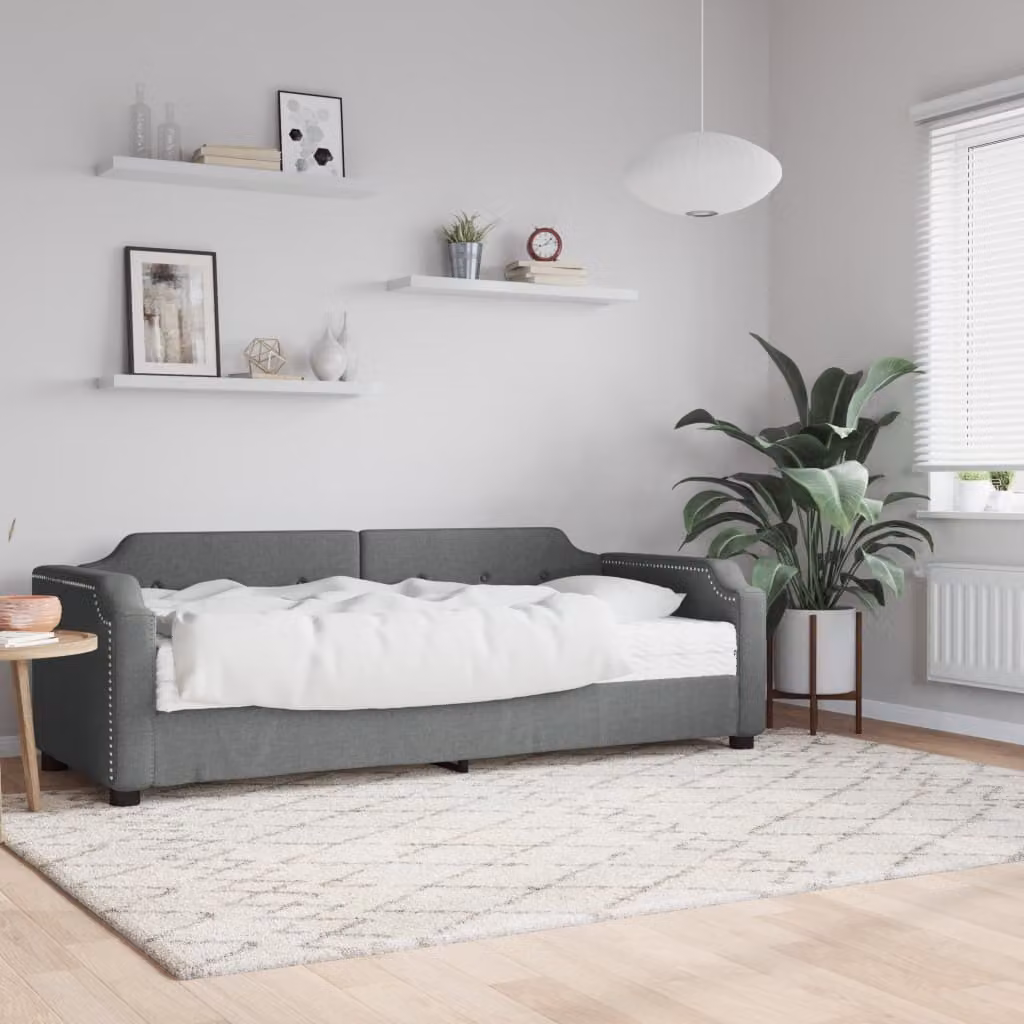 Maison Exclusive - Divano letto con materasso, grigio scuro, 90x200 cm, tessuto