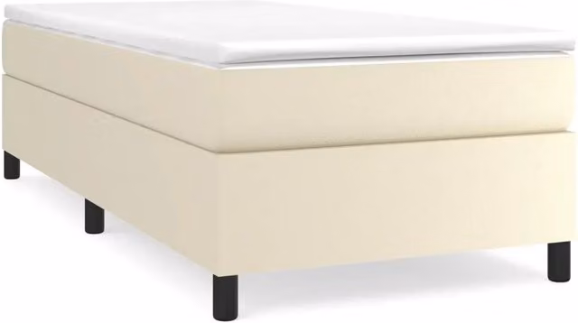 Letto singolo | Letto per adulti | Giroletto a Molle con Materasso Crema 90x190 cm in Similpelle