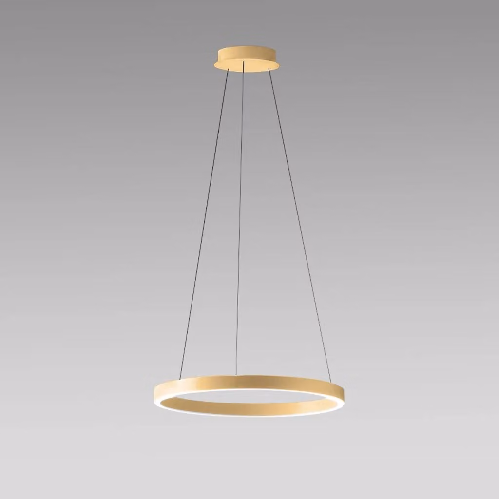 Lampada a sospensione Criseide Gealuce in alluminio e silicone, LED 80W 4200lm 3000K dimmabile, colore oro spazzolato e bianco – 2