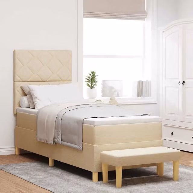 Letto a molle con cuscino vidaXL color beige in tessuto e legno L: 200 cm, P: 80 cm, H: 128 cm