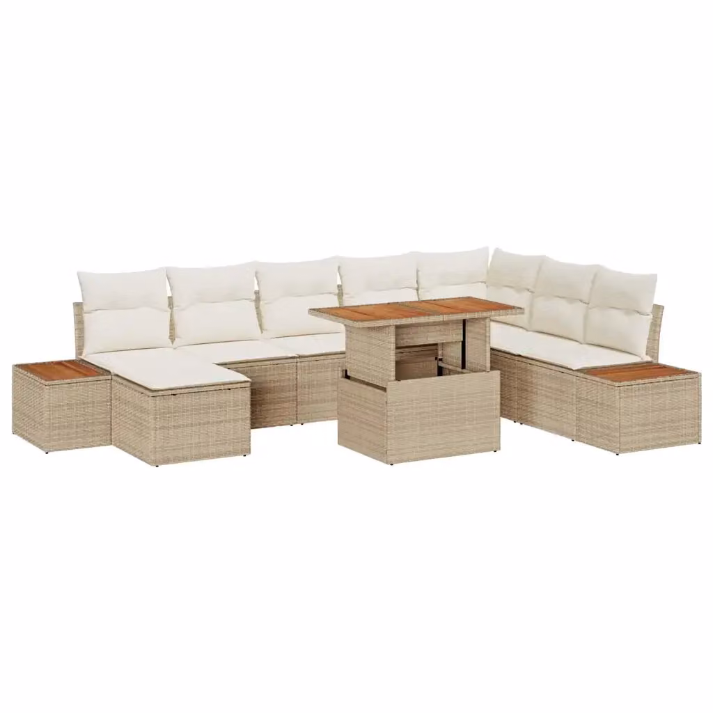 Set da pranzo da giardino moderno vidaXL in legno di acacia e rattan beige per 9 persone – 2