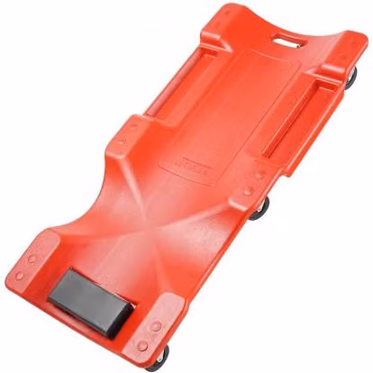 Tavola Rotante per Meccanico VEVOR in Plastica Rossa con 6 Ruote, Design Ergonomico con Poggiatesta Imbottito e Due Vassoi per Attrezzi