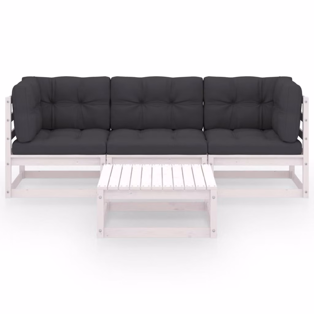 Set Divani da Giardino 4 pz con Cuscini Legno Massello Pino