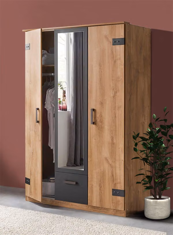 Armadio Armadio per la camera da letto Glasgow 135 cm asse rovere grafite