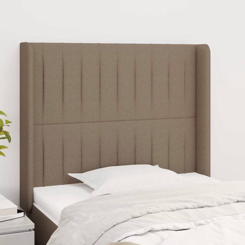 Testiera ad orecchio vidaXL in tessuto beige e grigio, L: 93 cm, P: 16 cm, H: 118-128 cm