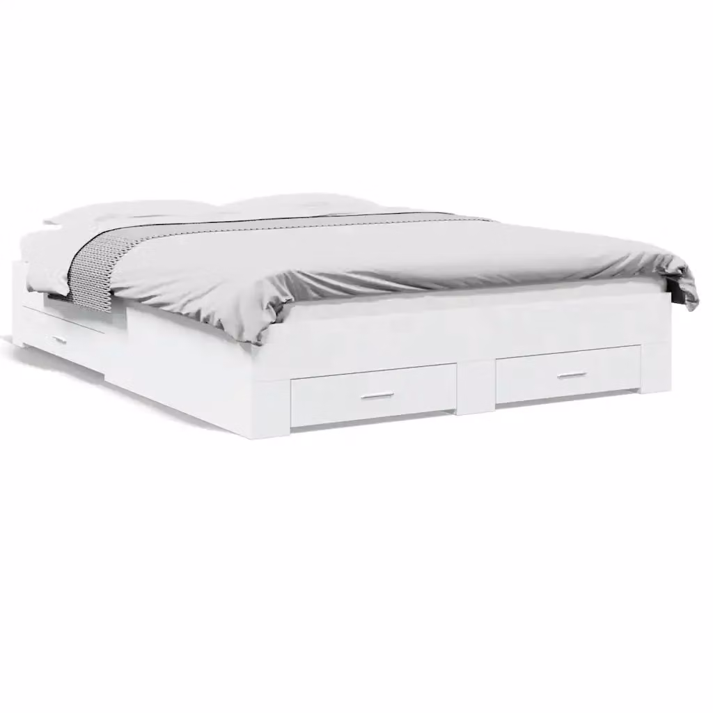 vidaXL Giroletto con Cassetti Bianco in Legno Multistrato 150x200 cm – 2