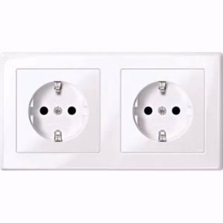 Presa doppia SCHUKO, BRS, morsetti a innesto, bianco lucido, M-SMART