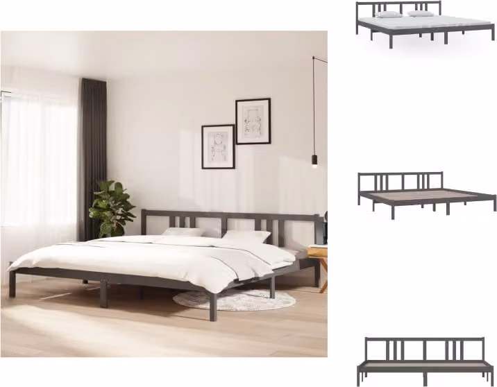 vidaXL Letto in legno massiccio grigio 200x200 cm - Letti e strutture letto