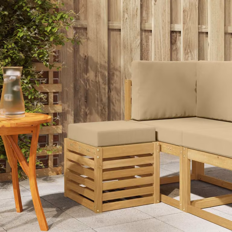 Panca da esterno moderna vidaXL in legno di acacia massello, colore bianco/beige