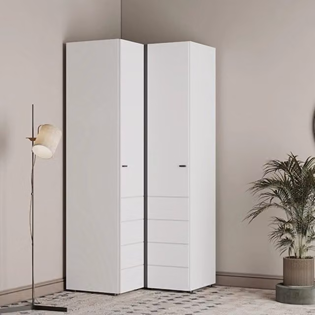 Armadio da camera da letto DMORA con 2 ante e ripiani interni, Bianco Opaco, L: 95 cm, H: 208 cm – 1
