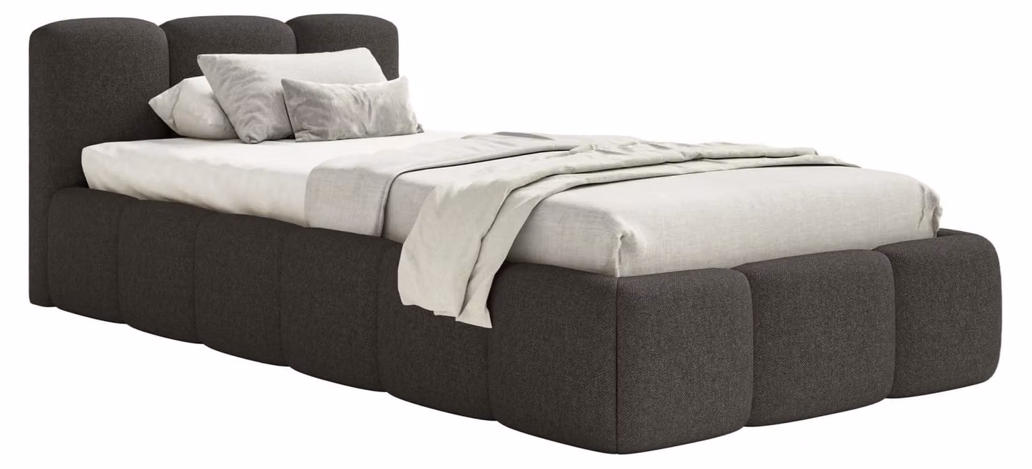 Selsey Cloudy Low – Letto imbottito 90x200 cm, contenitore e rete a doghe, ciniglia grafite