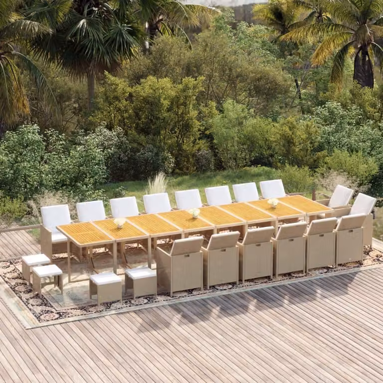 Maison Exclusive - Set da pranzo da giardino da 21 pezzi con cuscini in rattan sintetico beige