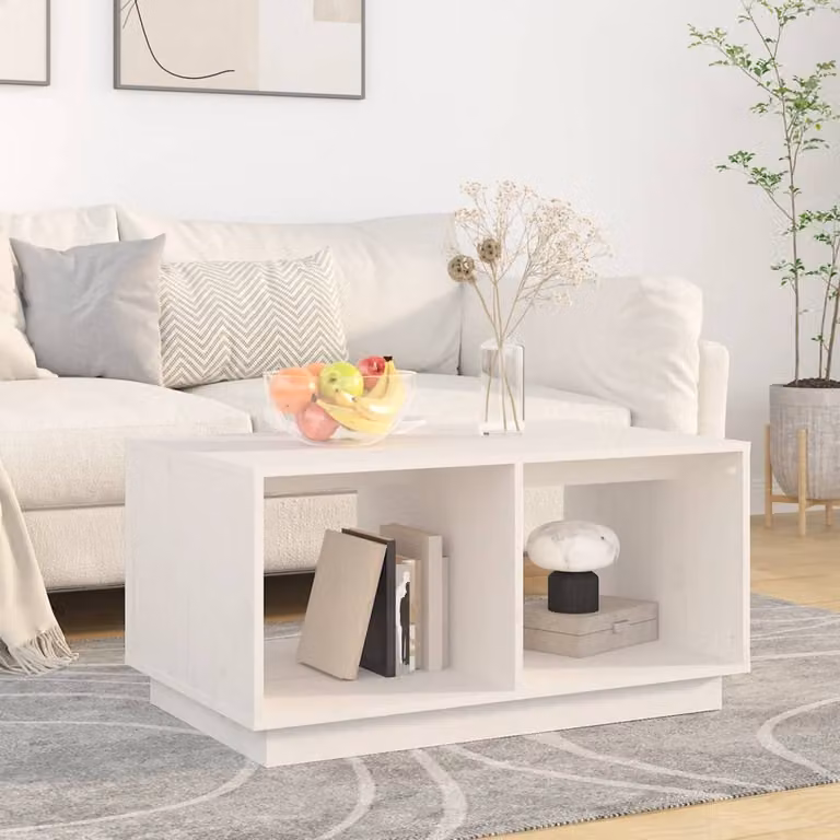 Maison Exclusive - Tavolino bianco 80x50x40 cm in legno massello di pino