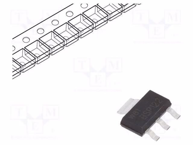 1 x Transistor: MOSFET a canale N, 1,5W, 200V, 0,55A, unipolare, SOT223, modello BSP122.115