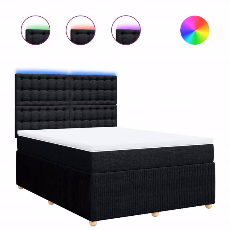 vidaXL Letto a molle con materasso nero 160x200 cm in tessuto