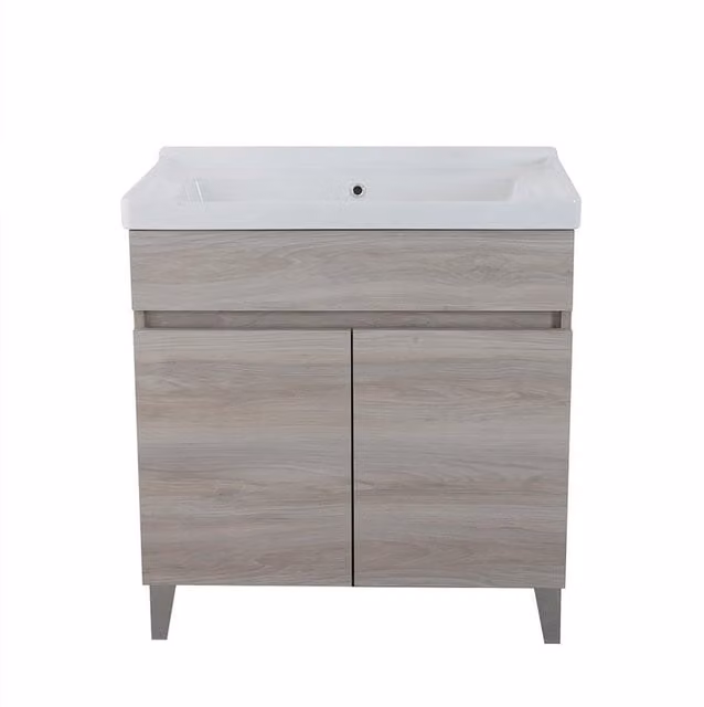 Mobile lavanderia Dolomite con 2 ante in MDF rovere grigio L 80 x P 47 x H 81 cm – 1