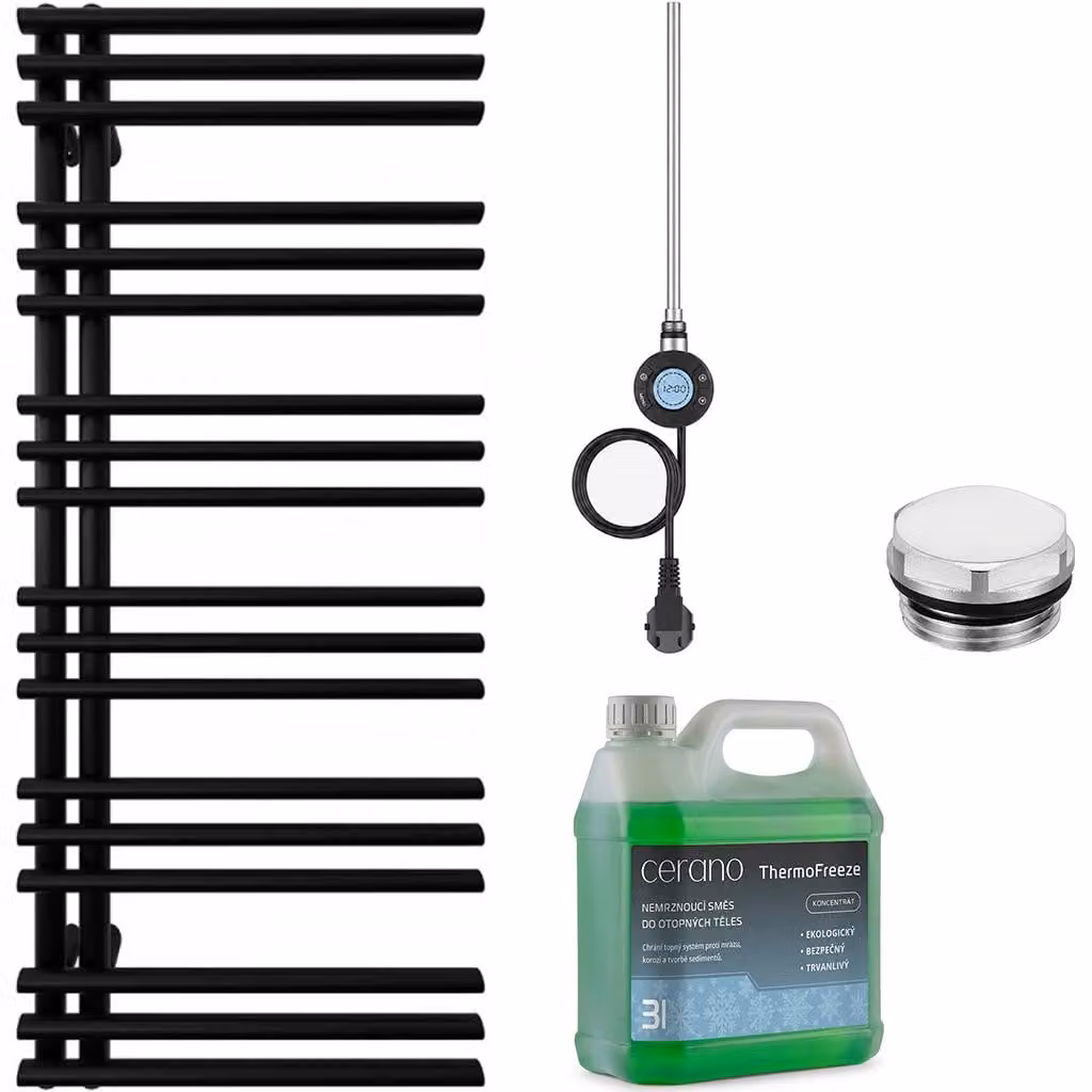 Set di radiatori elettrici da bagno Burke - L/P - Wi-Fi - 600W - nero opaco - 1200x500 mm