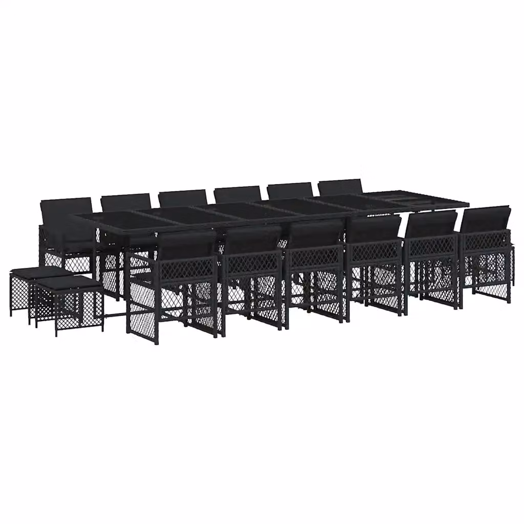 Set da pranzo da giardino vidaXL in polyrattan nero con 17 pezzi e cuscini – 2