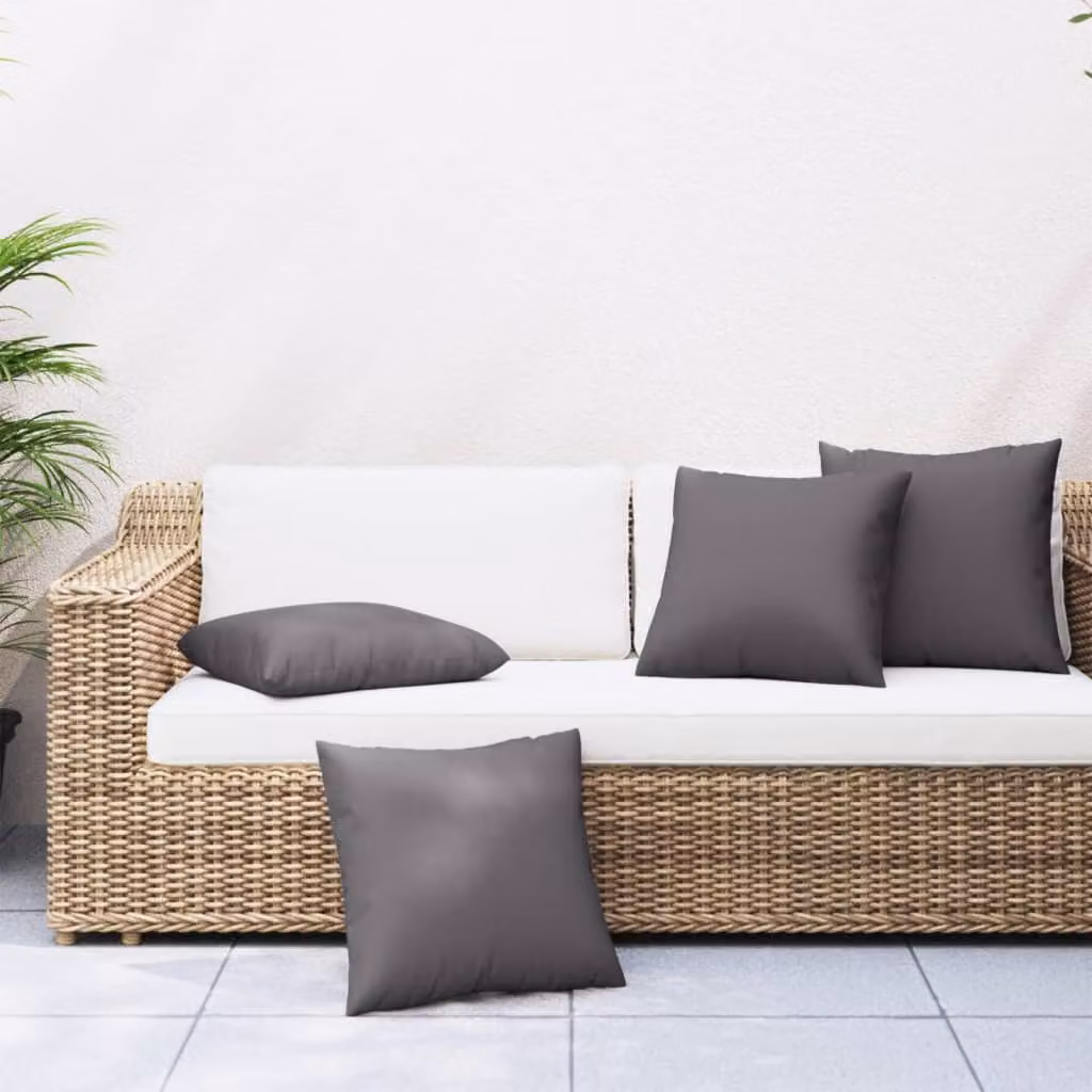 Set di 4 cuscini quadrati vidaXL in tessuto idrorepellente, colore antracite, L 50 cm x P 50 cm x H 50 cm