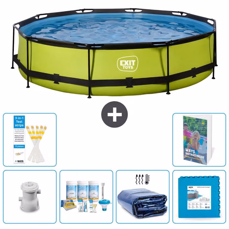 Piscina gonfiabile rettangolare - 360x76 cm - Set da 5 pezzi S188