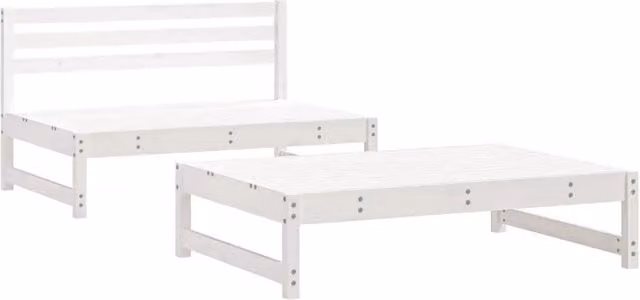 Set Salotto da Giardino 2 Pezzi DESIGN IN in Legno di Pino Bianco con Divano a 2 Posti e Ottoman