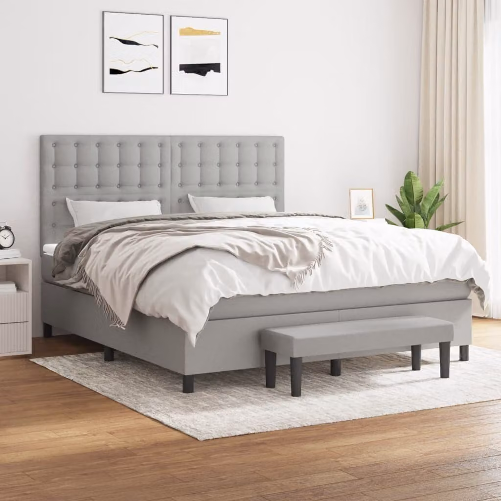 Maison Exclusive - Giroletto a Molle con Materasso Grigio Chiaro160x200 cm Tessuto