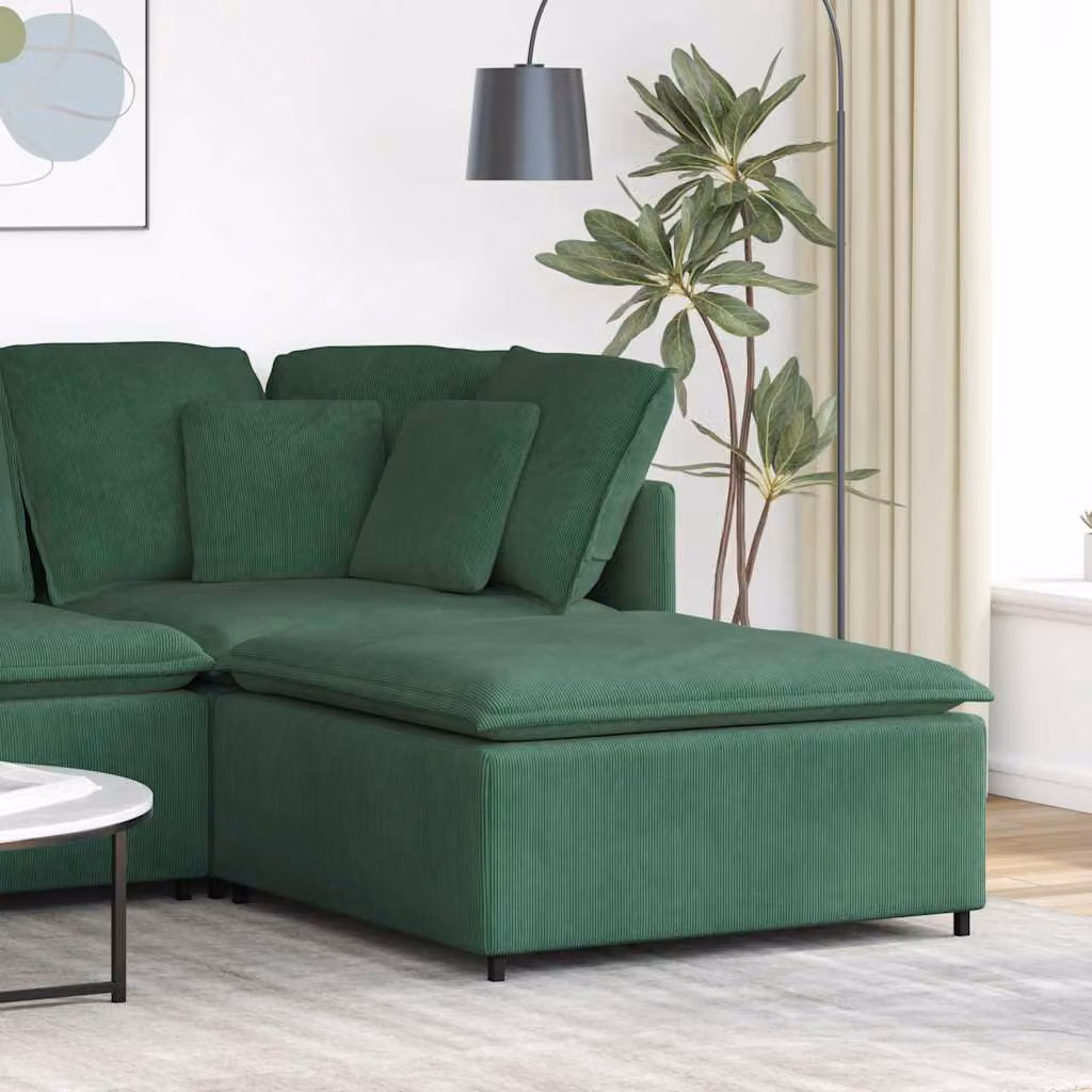 vidaXL Modulo Poggiapiedi per Divano in Velluto Verde, L 100 x P 100 x H 48 cm