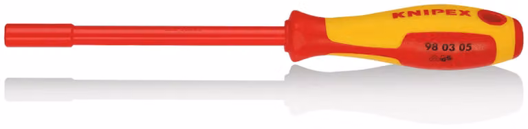 KNIPEX 98 03 05 Chiave a bussola con impugnatura a cacciavite isolante multicomponente, testata VDE brunita 230 mm