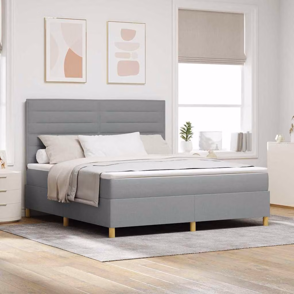Maison Exclusive - Letto boxspring a LED con testiera grigio chiaro 180 x 200 cm in tessuto