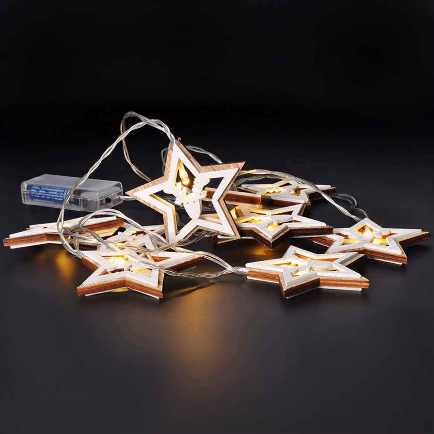 Ghirlanda natalizia a LED Solight, 10 LED, legno, 1,5 m, 2 batterie AA 1V271