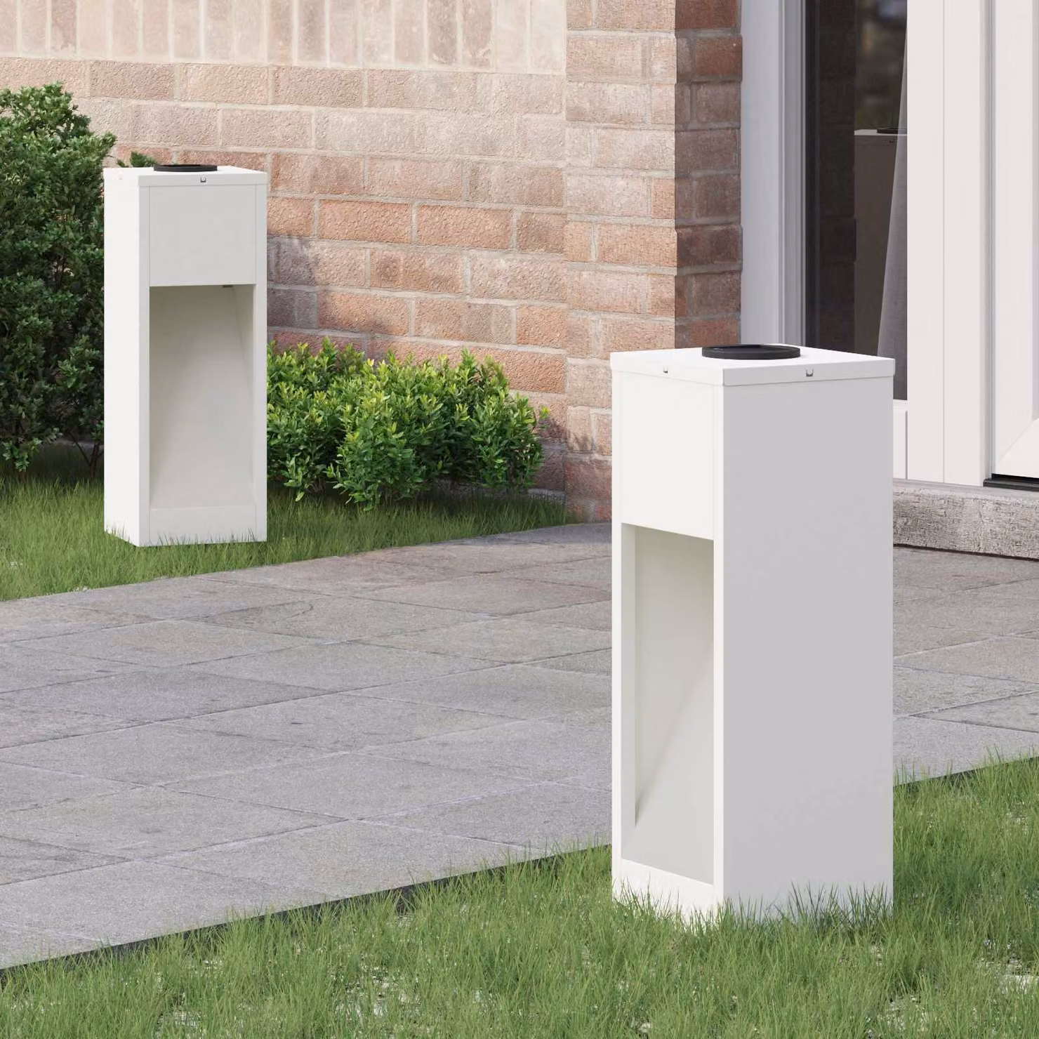 Set di 2 luci solari LED da percorso vidaXL, luce bianco caldo, L/P/H: 18 x 18 x 50 cm