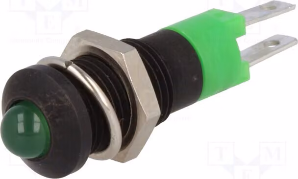 1 x Spia: LED, grado di protezione IP40, foro di montaggio: Ø 8,2 mm, alimentazione: 12÷14 VDC, convessa, metallo, modello SMRD08212, LED