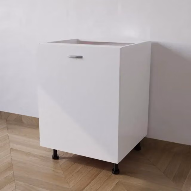 Base cucina Calandrelli con 1 anta, finitura bianca opaca, L: 60 cm, P: 55,5 cm, H: 72 cm