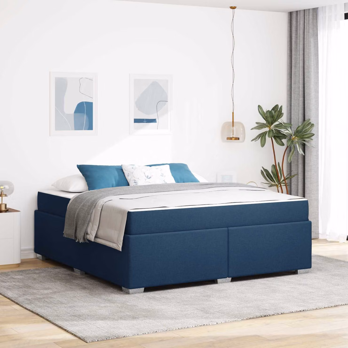 Struttura letto con materasso vidaXL in tessuto blu, L: 180 cm, P: 200 cm – 1