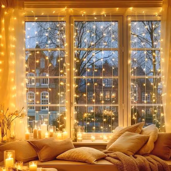 Tenda luminosa a LED da esterno 6x3 metri, 600 LED, espandibile, alimentatore, decorazione, bianco caldo, Capodanno, festività natalizie, feste, matrimoni