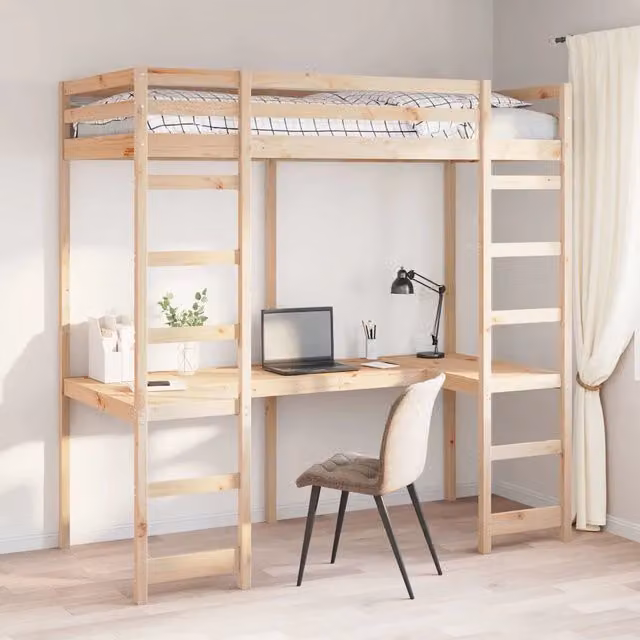 Struttura per letto soppalco Naturale 80 x 200 cm Pino massello 3414552