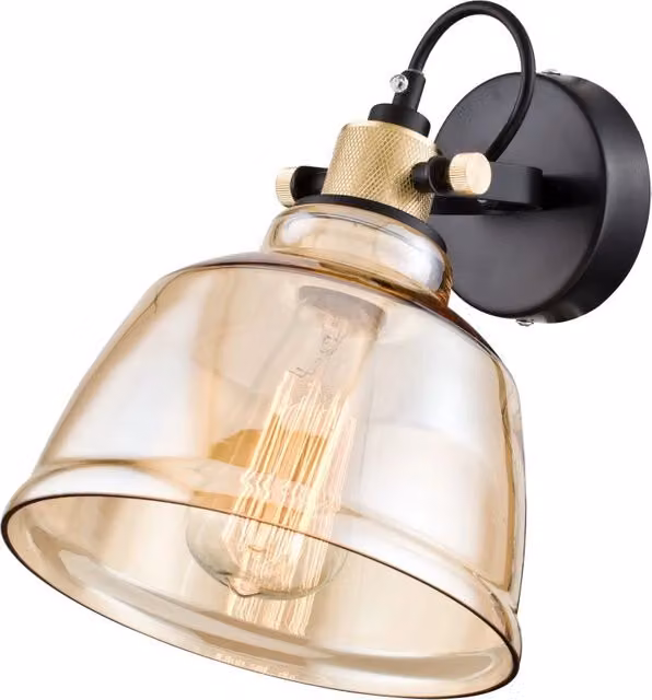 Applique Maytoni Irving T163-01-R in vetro ambra e metallo nero con attacco E27