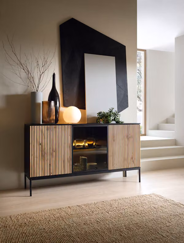 Cassettiera Sento 154x39x83cm nero rovere Wotan MDF