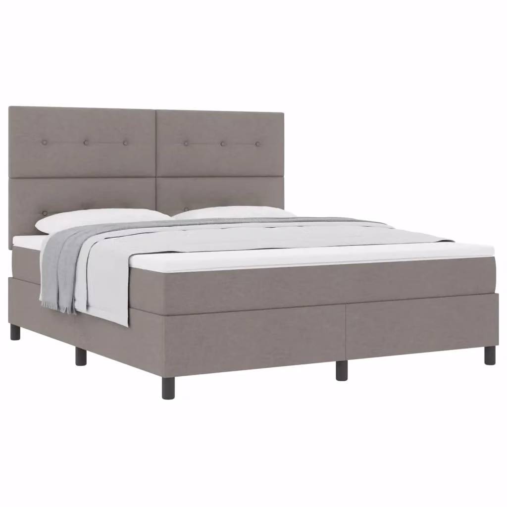 Letto a molle moderno vidaXL con strisce LED e porte USB, struttura in tessuto beige o grigio con contenitore e cassetti, L/P/H: 180 x 200 x 128 cm – 2