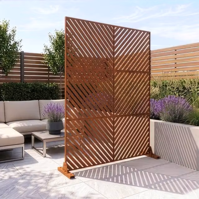 Pannello Divisorio Kekan casa.pro con Struttura Decorativa in Acciaio Corten, Marrone, H: 180 cm, L: 120 cm, P: 40 cm – 1