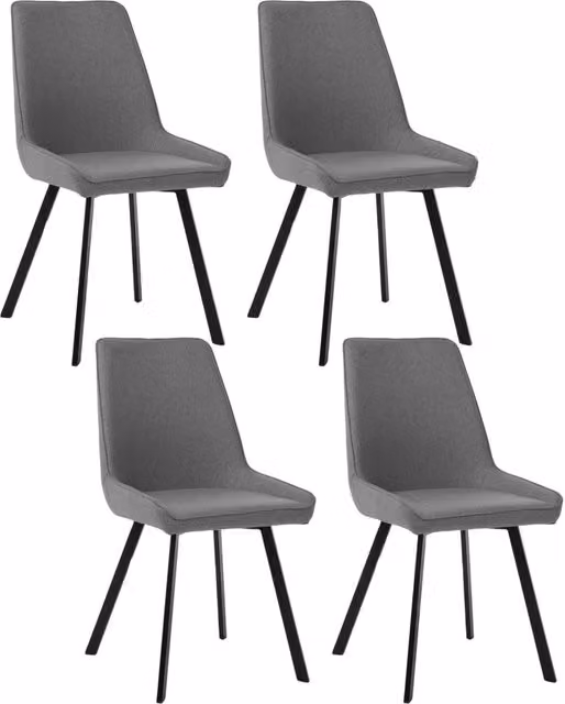 Set 4 Sedie 48x60xH87 cm in Microfibra Fox Grigio Scuro