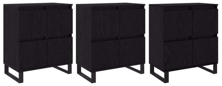 Credenza 3 pcs Rovere Nero 60 x 35 x 70 cm